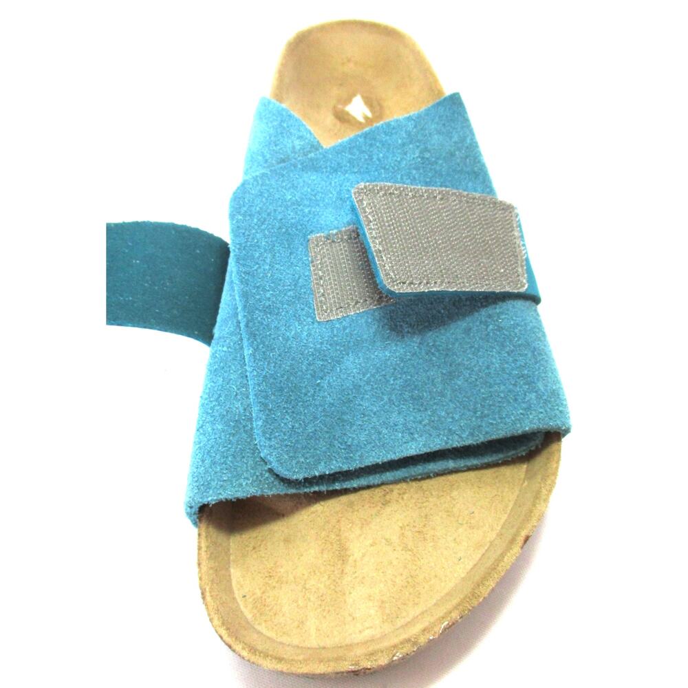 Nwd BIRKENSTOCK Turquoise Teal Suede Leather Slide Sandals Unisex M 9 / W 11 - Picture 9 of 14